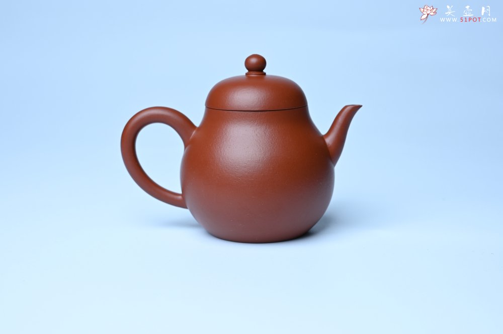 紫砂壶图片：美壶特惠 油润大红袍朱泥 手中无梨式 何以言茗事 小品高梨形 - 全手工紫砂壶网
