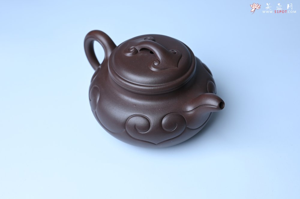 紫砂壶图片：美壶特惠 精致特好老紫泥仿古如意壶 茶人醉爱 - 全手工紫砂壶网