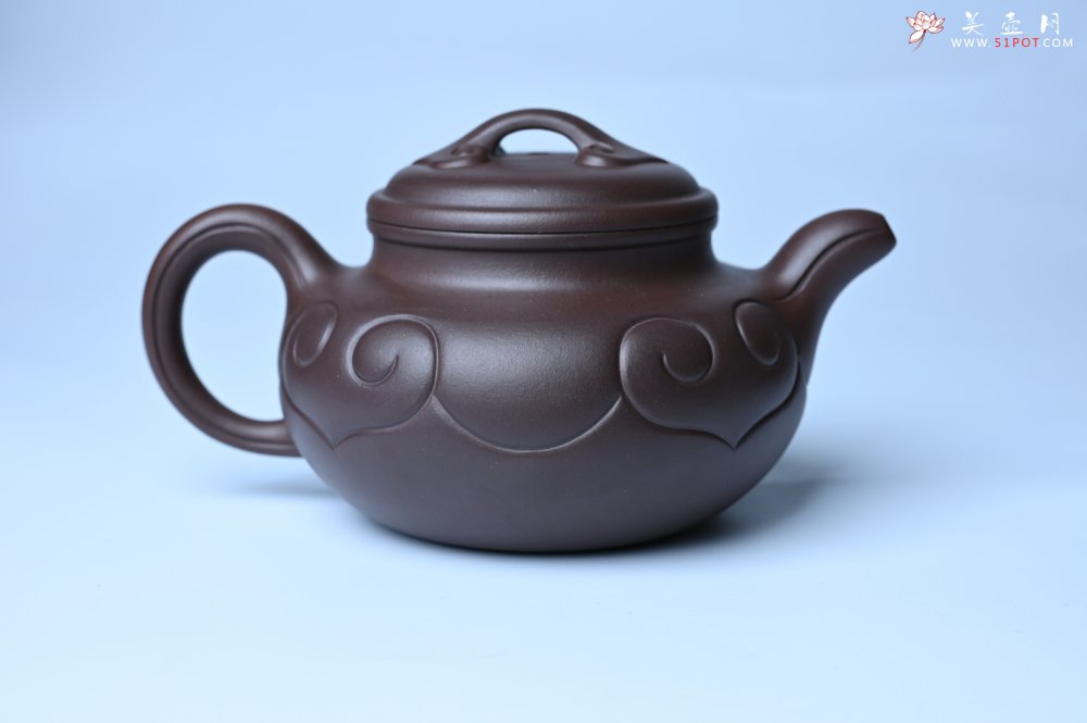 紫砂壶图片：美壶特惠 精致特好老紫泥仿古如意壶 茶人醉爱 - 全手工紫砂壶网