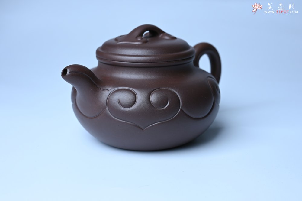 紫砂壶图片：美壶特惠 精致特好老紫泥仿古如意壶 茶人醉爱 - 全手工紫砂壶网